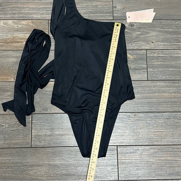 NWT HAH X Free People One Piece Swimsuit Medium 1 4 Ur Soul 1 Shoulder Black - Picture 8 of 15